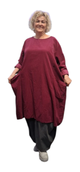Jurk / lange tuniek bordeaux corduroy
