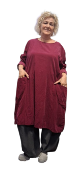 Jurk / lange tuniek bordeaux corduroy
