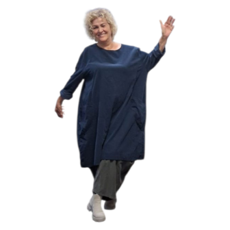 Jurk / lange tuniek blauw corduroy