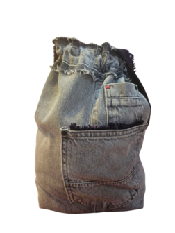 Myrjo handgemaakte denimtas grijs -paars 