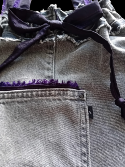 Myrjo handgemaakte denimtas grijs -paars 