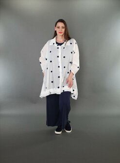 Blouse Marelia Dotsit wit -donkerblauw