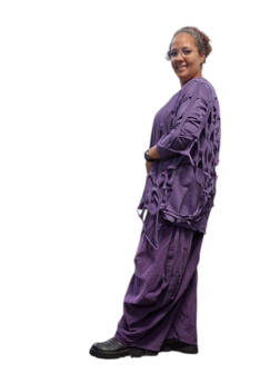 Aparte-tuniek purple gedeeltelijke tweelaagse open patroon