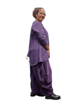 Aparte-tuniek purple gedeeltelijke tweelaagse open patroon