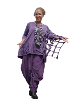 Aparte-tuniek purple gedeeltelijke tweelaagse open patroon