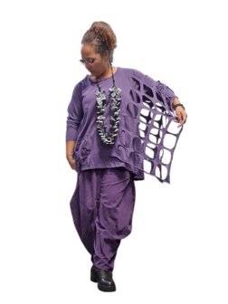 Aparte-tuniek purple gedeeltelijke tweelaagse open patroon