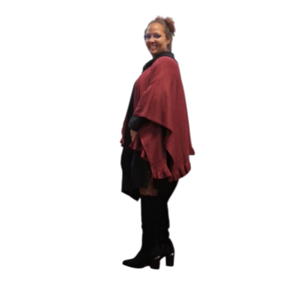 Cape bordeaux met ruches rand