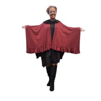 Cape bordeaux met ruches rand