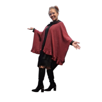 Cape bordeaux met ruches rand