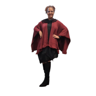 Cape bordeaux met ruches rand