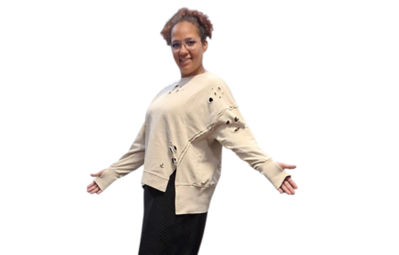 Sweater-met-zand met openingen