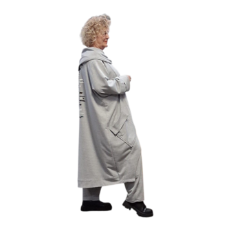 Ruime lange sweater met broek grijs
