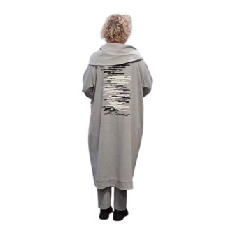 Ruime lange sweater met broek grijs
