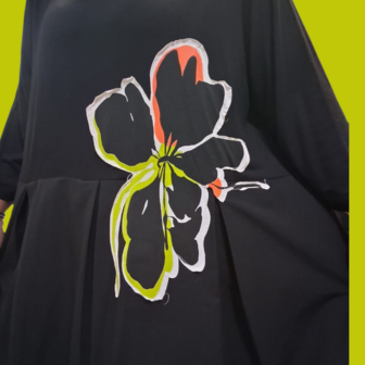 Jurk zwart met bloemenprint