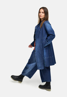 Overgangsmantel van premium denim `Indiga` stretch