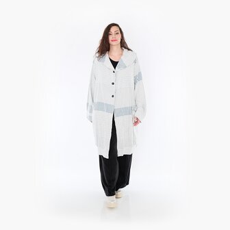 Mantel Frilla Gerippt-Blauw-Ecru