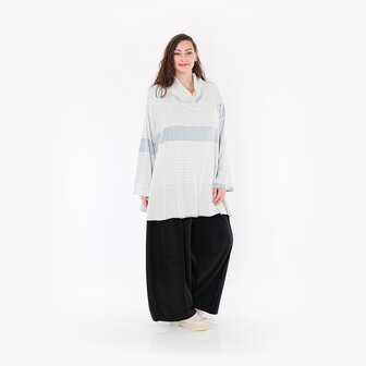 Ruime Trui Frilla Geribbeld-blauw-ecru