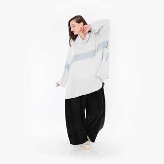 Ruime Trui Frilla Geribbeld-blauw-ecru