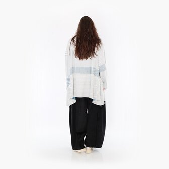 Ruime Trui Frilla Geribbeld-blauw-ecru