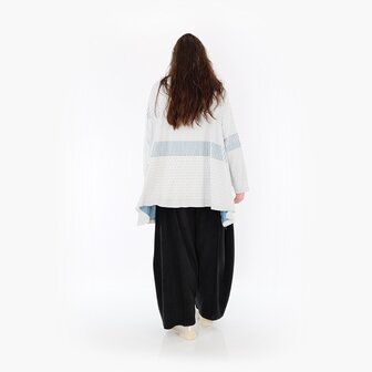 Ruime Trui Frilla Geribbeld-blauw-ecru