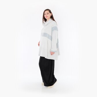 Ruime Trui Frilla Geribbeld-blauw-ecru