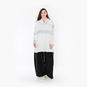 Ruime Trui Frilla Geribbeld-blauw-ecru