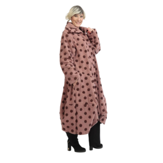Wol grote stippen jas/mantel roze