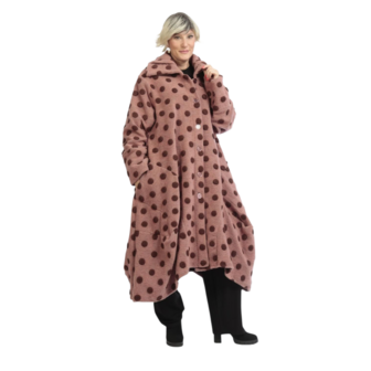 Wol grote stippen jas/mantel roze