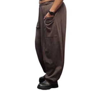 Wijde broek bruin 100% cotton
