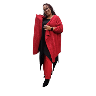 Openvallend grof gebreid vest rood