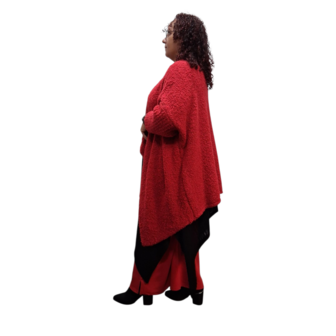 Openvallend grof gebreid vest rood