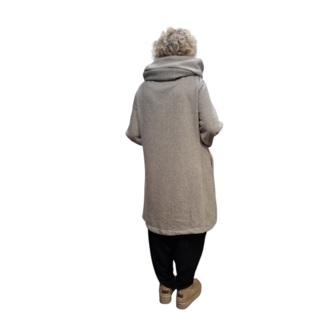 Korte tussenjas beige met capuchon ribfluweel/corduroy