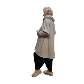 Korte tussenjas beige met capuchon ribfluweel/corduroy