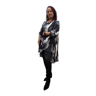 Asymmetrisch Shirt Hera zwart grijs wit