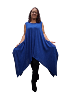 Mouwloze top Enora in A-vorm van fijne rayon kwaliteit blauw