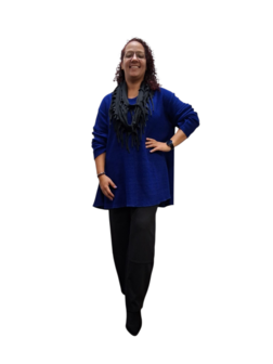 Trui gebreid boucl&eacute; blauw