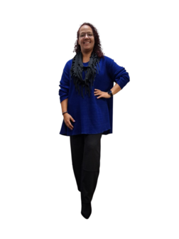 Trui gebreid boucl&eacute; blauw