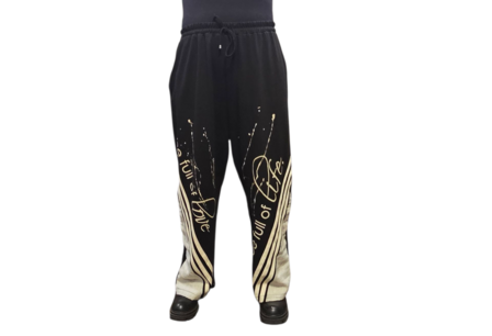 Tweedelig set zwart met beige print en details