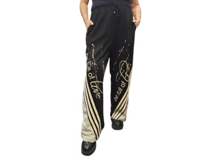 Tweedelig set zwart met beige print en details