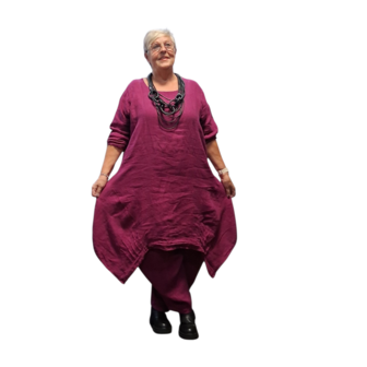 Lange-tuniek-A-lijn-paars 100%-linnen
