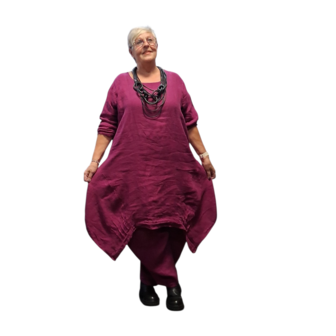 Lange-tuniek-A-lijn-paars 100%-linnen