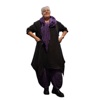 Lange-tuniek-A-lijn-zwart 100%-linnen