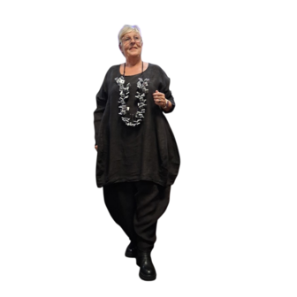 Ballon-tuniek-A-lijn-zwart 100%-linnen