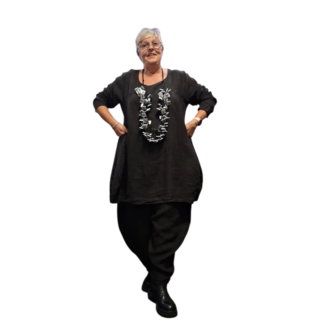 Ballon-tuniek-A-lijn-zwart 100%-linnen