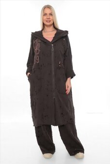 Aparte jas kastanje met capuchon 