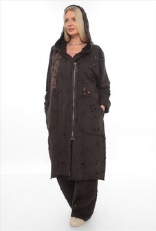 Aparte jas kastanje met capuchon 