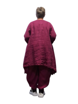 Tuniek paars A lijn 100%-linnen met kant