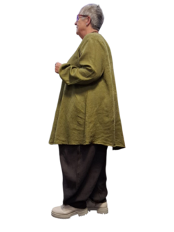 A-lijn tuniek  groen 100%-linnen met zak