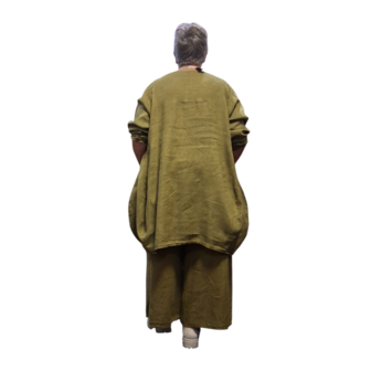 Ballon-tuniek-A-lijn-groen100%-linnen