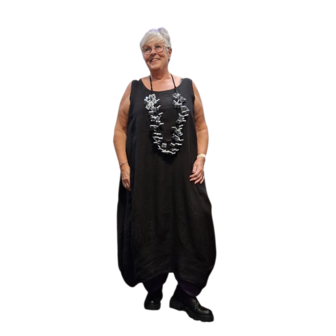  Jurk mouwloos zwart 100% linnen